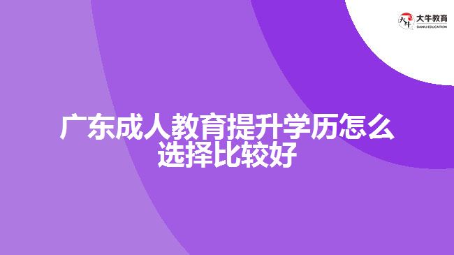 广东成人教育提升学历怎么选择比较好